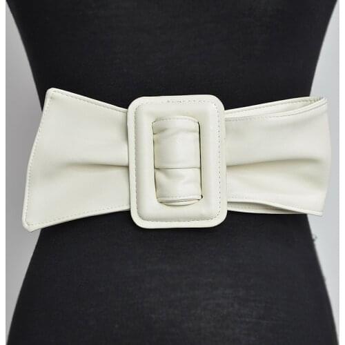 SISHION Women Fashion Wide Leather Belts for Dresses Blouse BG398 Ladies Western Trending Design Black Red Off White Long Belt