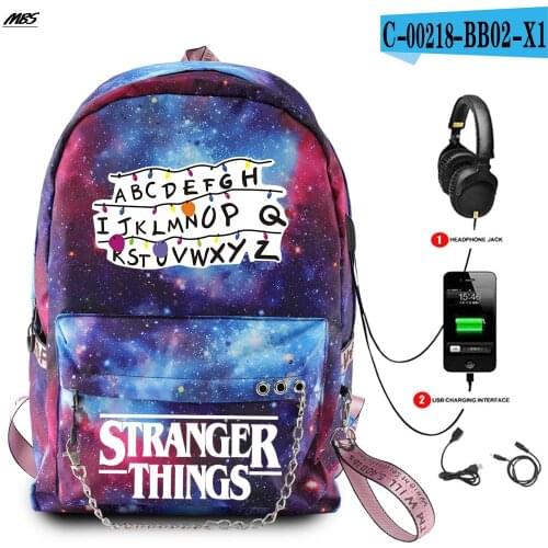 Popular TV Stranger Things Print Backpack Unisex Friends backpack USB Charge Laptop Backpack School Bag Boys Girls Travel Bags