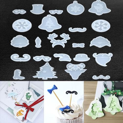 DIY Crystal Epoxy Silicone Mold Christmas Tree Snowflake Resin Mold Pendant Keychain Mold Creative Handmade Jewelry Gift