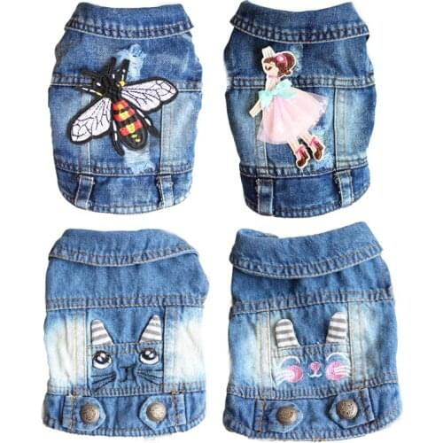 Stylish Embroidery Design Denim Pet Vest Dog Clothes Spring Fashion Puppy Clothing Cowboy Summer Jacket Jeans Dog Accessories