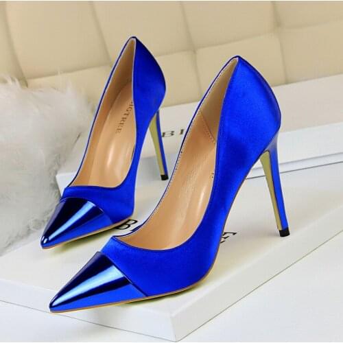 BIGTREE 2020 Fashion 10cm High Heels Women Valentine Blue Pumps Female Satin Stiletto Heel Tacones Fetish Silk Glitter Red Shoes