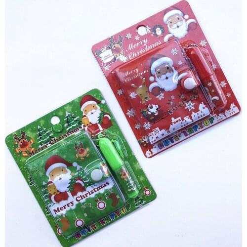 Creative Cartoon Christmas Santa Claus Notebook With Ballpoint Pen Mini Pocket Notepad Stationery Kids Gift