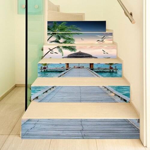 3D Seascape Corridor Waterproof Wall Sticker Removable Creative Bedroom Stairs Decorative Shop Home Decor Accept Customization
