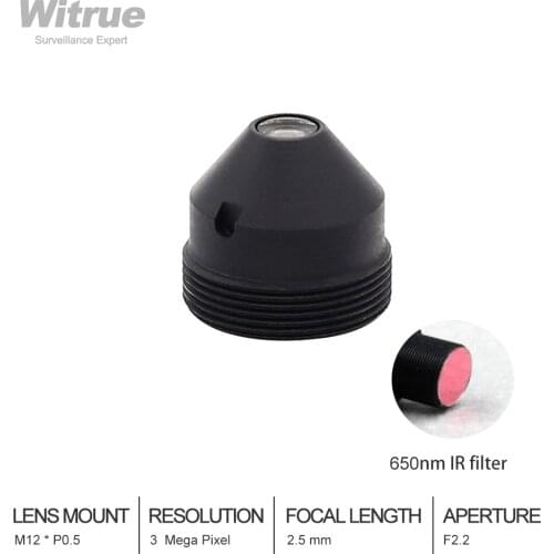 Witrue HD 3Mega pixel Pinhole CCTV Lens 2.5MM 1/2.7" F2.2 M12 Mount with 650nm IR Filter for Mini Security Camera