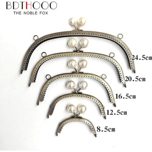 10pcs/lot 8.5cm 12.5cm 16.5cm 20.5cm 24.5cm Metal Purse Frame Handle for Clutch Bag Handbag Accessories White Pearl
