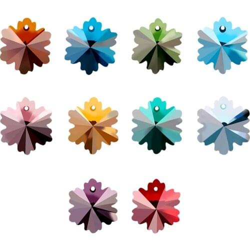100pcs Handmade Glass Pendants Faceted Christmas Snowflake Mixed Color DIY Necklace Earring Bracelet Jewelry Accessories