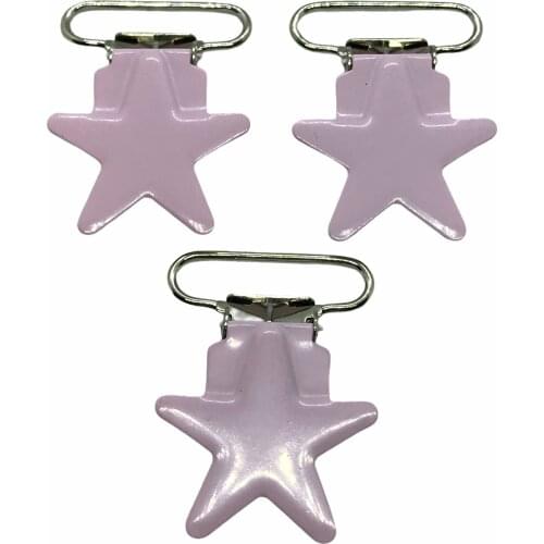 25pcs 1'' 25mm #MD23 Baby Pink Enamel Star Shape Suspender Clips