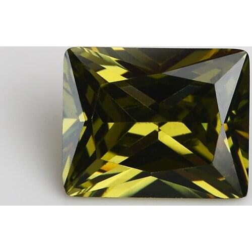 50PCS 3x4~13x18mm Rectangle Shape Princess cut Olive Green Loose cz stone Synthetic Gems Cubic Zirconia For DIY Jewelry Stone