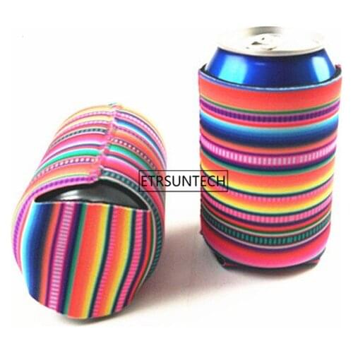 500Pcs/Lot Wholesale Blanks Stripe Can Cooler Neoprene Rainbow Tin Covers Wedding Gift Wraps