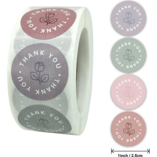 500pcs/roll Retro Color Thank You Stickers 2.5cm Kawaii Student Journal Decoration Label Stationery Sticker