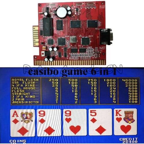 6X 6 in 1 Casino Slot Red Motherboard PCB Board 60-95% Poker Super Spy 2 Faery Land 2 Multi Juego