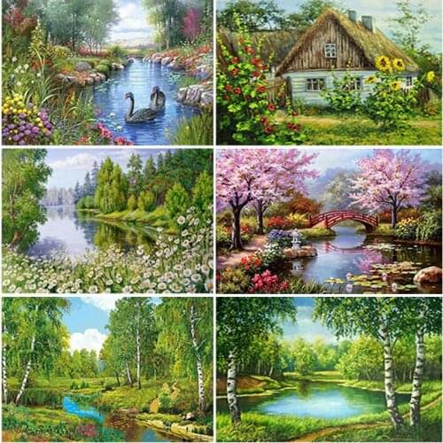 Diy Landscape 5D Diamond Painting Full Square Drill Scenic Diamond Embroidery Picture Cross Stitch Resin Mosaic Handmade Decor