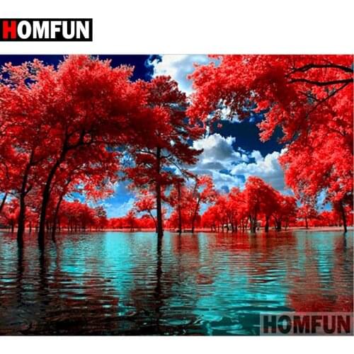 HOMFUN Full Square/Round Drill 5D DIY Diamond Painting "Red leaf tree" Embroidery Cross Stitch 5D Home Decor Gift A16762
