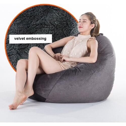Grey Velvet Big Sale Bean Bag Cover Chairs Cover Warm Autumn Winter Lounger Seat Lazy Sofa Pouf Puff Couch Tatami Living Room