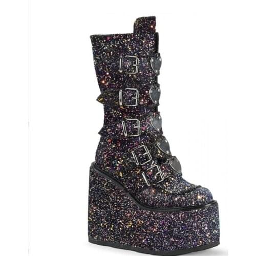 Platform Shoes Boots Women Winter Shoes Genuine Leather Riding Boots Zipper Ladies Shoes Long Boots Autumn Black