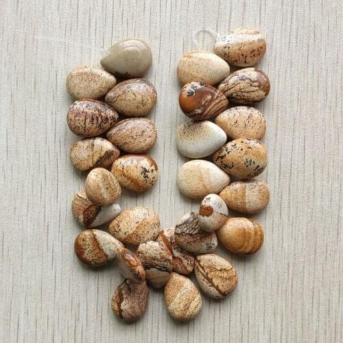 Wholesale 28pcs/lot 13X18mm good quality natural picture stone drop teardrop charm beads for jewelry making free shipping