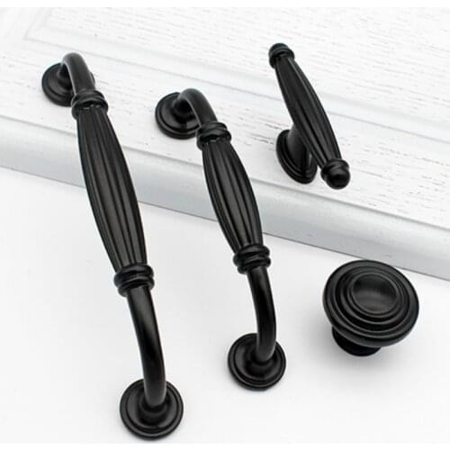 96/128/160/192mm Black Drawer Pulls kitchen cabinet handles Door Knobs and Handles Drawer Knob Furniture Drawer Knob Metal