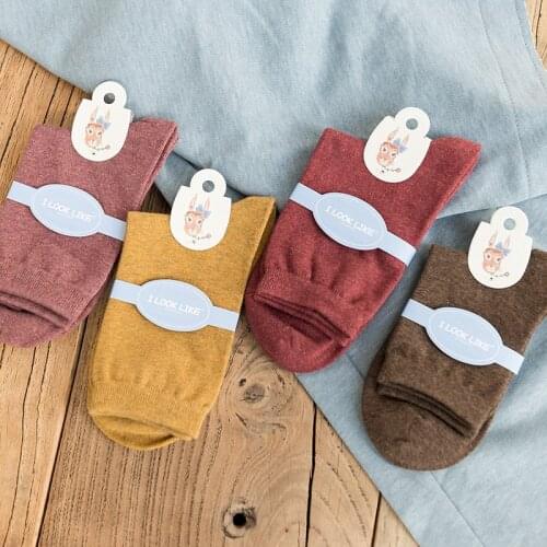 CM10650 Womens Solid Cotton Socks Girls Fashion Colorful Socks wholesale