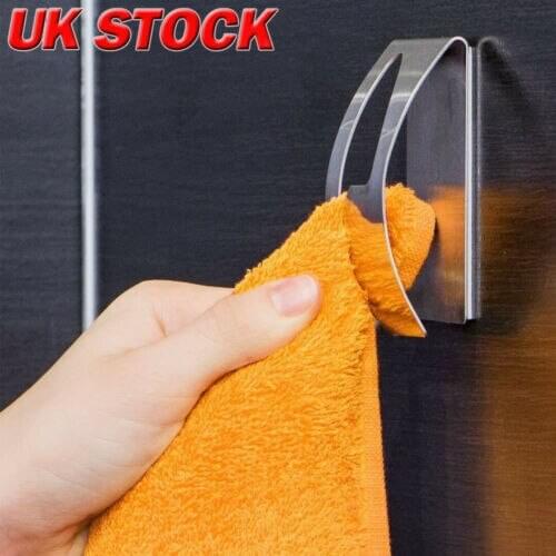 New Adhesive Home Kitchen Wall Door Stainless Steel Towel Holder Hook Hanger Silver Color Make Life Convenient