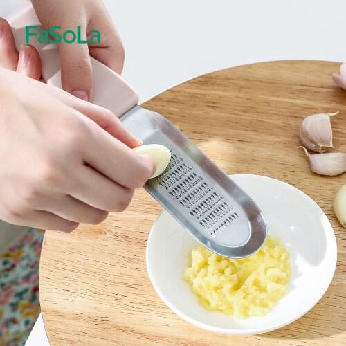 FaSoLa Stainless Steel Garlic Press Crusher Ginger Garlic Masher Maker Grinder Vegetable Shredder Kitchen Accessories Gadgets