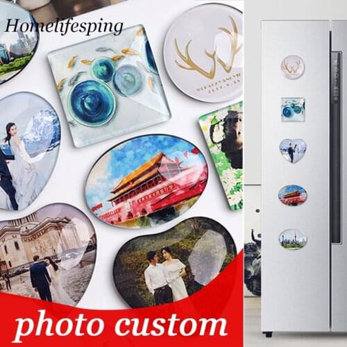 Photo Custom Fridge Magnet Home Decoration Lovers Family Baby Commemorative Gifts DIY Magnetic Crystal Epoxy Dropshipping