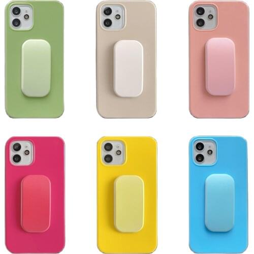 Glossy Candy Color Stand Case for iPhone 12 Pro Max Back Phone Cover for 12 11 Pro Max X XS XR 8 7 Plus SE 2020