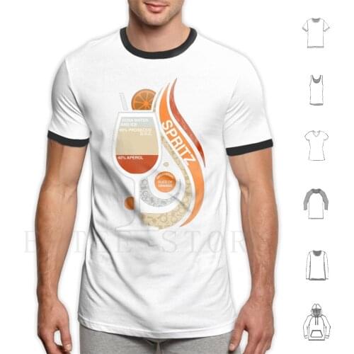 Spritz T Shirt Print Cotton Alcol Alcool Spritz Saturday Dinner Happy Hour Sunday Friends Orange Red Soda Drink Summer Prosecco