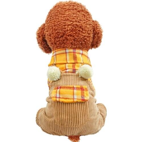 Cotton Shirt Winter Overalls Dog Autumn Pet Puppies Jumpsuit Apparel For Small Dogs Four-legged Teddy Bichon Plaid Clothing