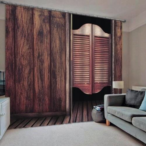 Brown woods curtains Customized 3D Blackout Curtains Living Room Bedroom Hotel Window curtains