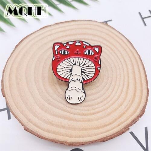 Creative Fun Red Round Mushroom Enamel Pins Plant Expression Alloy Brooch Badge Clothes Bag Accessories Jewelry Gift For Kid