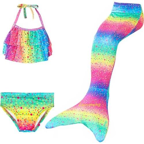 3PCS Mermaid Tails for Girls Swimsuit Swimwear Princess Dress Swimmable Children Mermaid Tail Cosplay Kids Swimming Suit Costume
