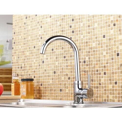 Kitchen Best!Chrome basin faucet 100% copper hot and cold single rotation single hole bathroom sink vegetables a mixer taps