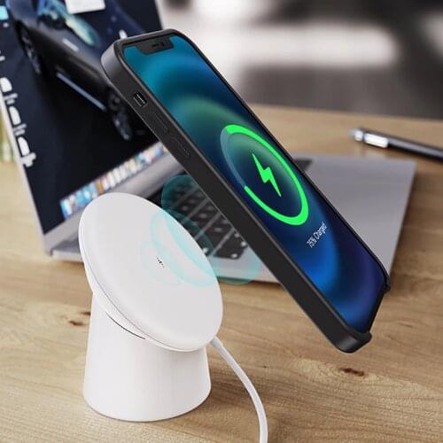 15W Fast Charge QI Magnetic Wireless Charger For Iphone 12/12 Pro/12 Pro Max 360 Degree Rotation Desktop Wall Paste Charge Stand