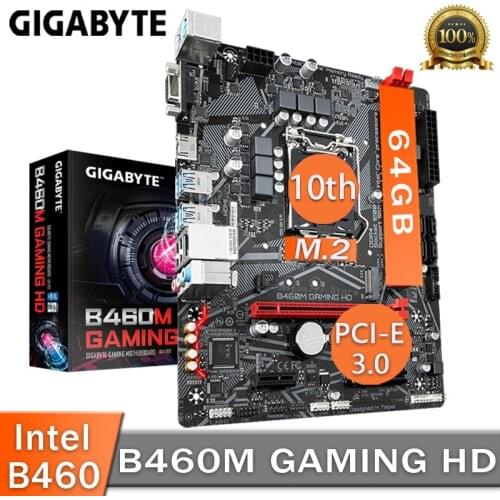 LGA1200 Gigabyte B460M GAMING HD Motherboard PCI-E 3.0 M.2 SSD VGA Desktop Intel B460 Placa-Mãe 1200 mATX Without Package New