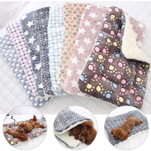 Fashion Soft Flannel Pet Mat Dog Bed Winter Warm Cat Blanket Puppy Sleeping Cover Towel Cushion For Small Medium Large Dogs