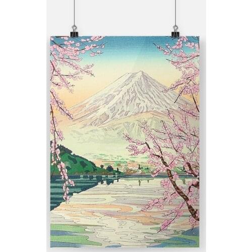 Mt. Fuji and Lake japanese vintage Painting Canvas Poster Wall Art Decor Living Room Bedroom Study Home Decoration Prints