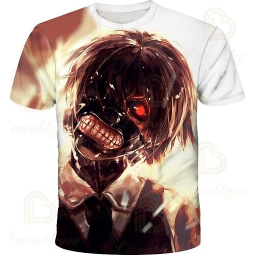New Tokyo Ghoul 3D Print Harajuku Style T-shirt Anime Men T-shirt Loose Short Sleeve Top Summer Casual Clothes Comics Cistom