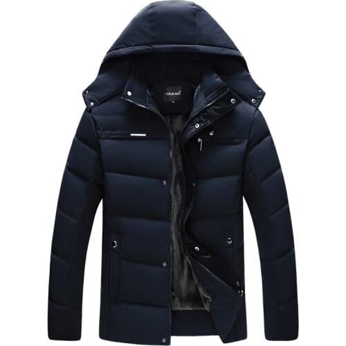 2020 New Fashion Winter Men Down Jacket Warm Thick Down Jacket Hooded Windproof Long Solid Casual Outwear Men Clothing Parkas