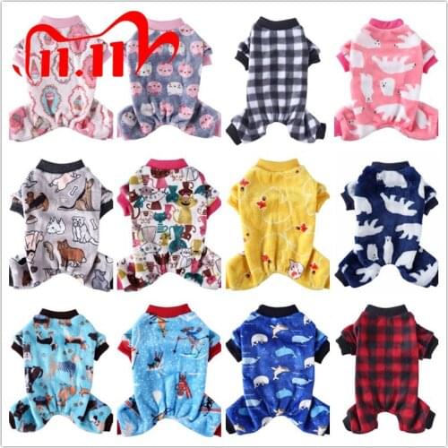 Dog Pajamas Winter Dog Clothes Print Warm Jumpsuits Coat For Small Dogs Puppy Dog Cat Chihuahua Pomeranian Christmas Costume