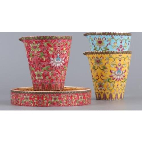 200ml Color Enamel Ceramic Porcelain Fair Cup Chinese Kung Fu Tea Set Accessories Chahai Tea Cups Teaware Home Decoration Crafts