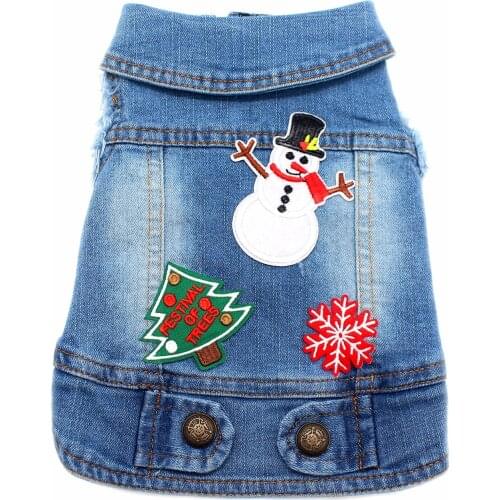 Christmas Dog Clothes Denim Pet Clothing for Small Medium Dogs Vest Shirt New Year Puppy Dog Costume Chihuahua Pet Vest Shirt