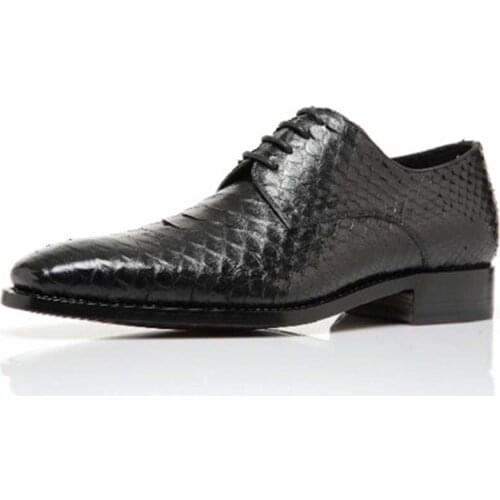 Hubu manual Men shoes High-grade shoes Python skin men shoes Leather soles Mens shoes Men formal shoes men snake skin