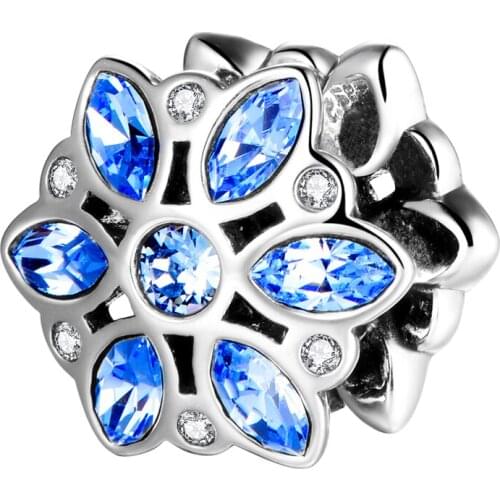 GW Fashion Jewelry Christmas Flower Silver Charm Pendants with Blue Crystal for Diy Jewelry Mmaking Handmade Wholesale X197H20