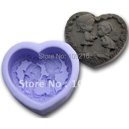 Wholesale!!!1pcs Two Lovely Angel (R0984) Silicone Handmade Soap Mold Crafts DIY Mold