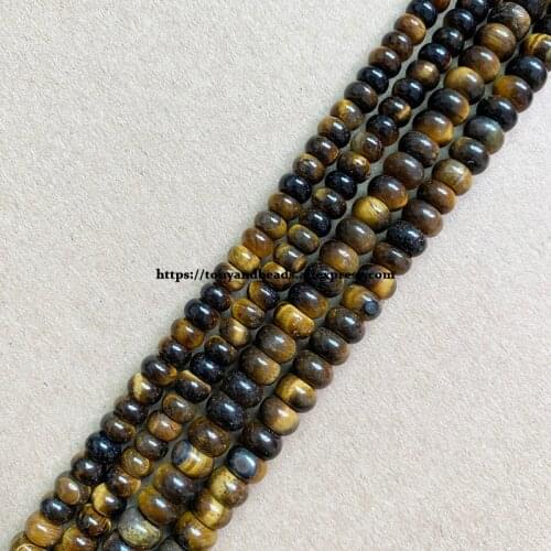 2lots more 10% off ! Natural Stone Smooth Rondelle B Tiger Eye Stone 7" Loose Beads 4X6 5X8mm Pick Size For Jewelry Making DIY