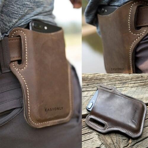 Multicolor-Portable Leather Cell phone Waist Bag Mobile Phone PU Belt Pouch for Men Phone Cover Wallet Pocket