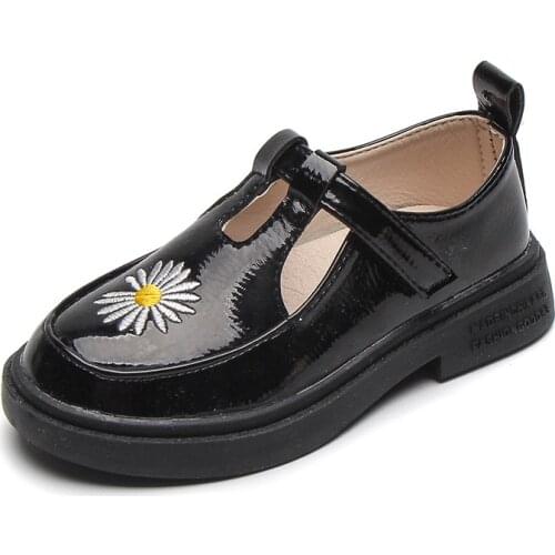 2020Autumn New Girls Shoes For School Student Children black pu Leather Shoes Girls Fashion beige Black Dress Shoes Kids 3-13T