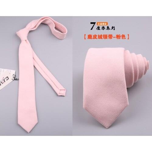 Tie all-match unisex hand-made solid color deerskin velvet 7cm wide casual tie black red