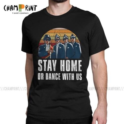 Vintage Stay Home Or Dance With Us Coffin Dance T-Shirt Men 2020 Meme T Shirt Funeral Dance With Casket Pallbearers Tee Shirt