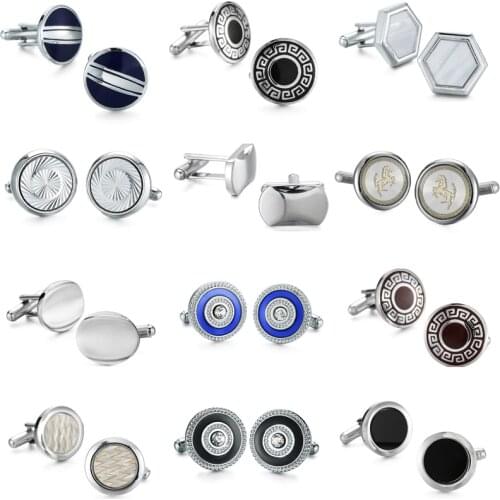 WN The all-new eighteen Crystal Enamel craft design classic style round Horse Cufflinks fashion mens French shirt Cufflinks